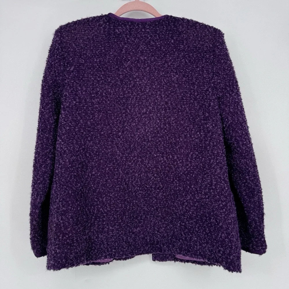 Willow Ridge 10P Purple Boucle Wool Knit Cardigan Jacket Gold Button Coquette